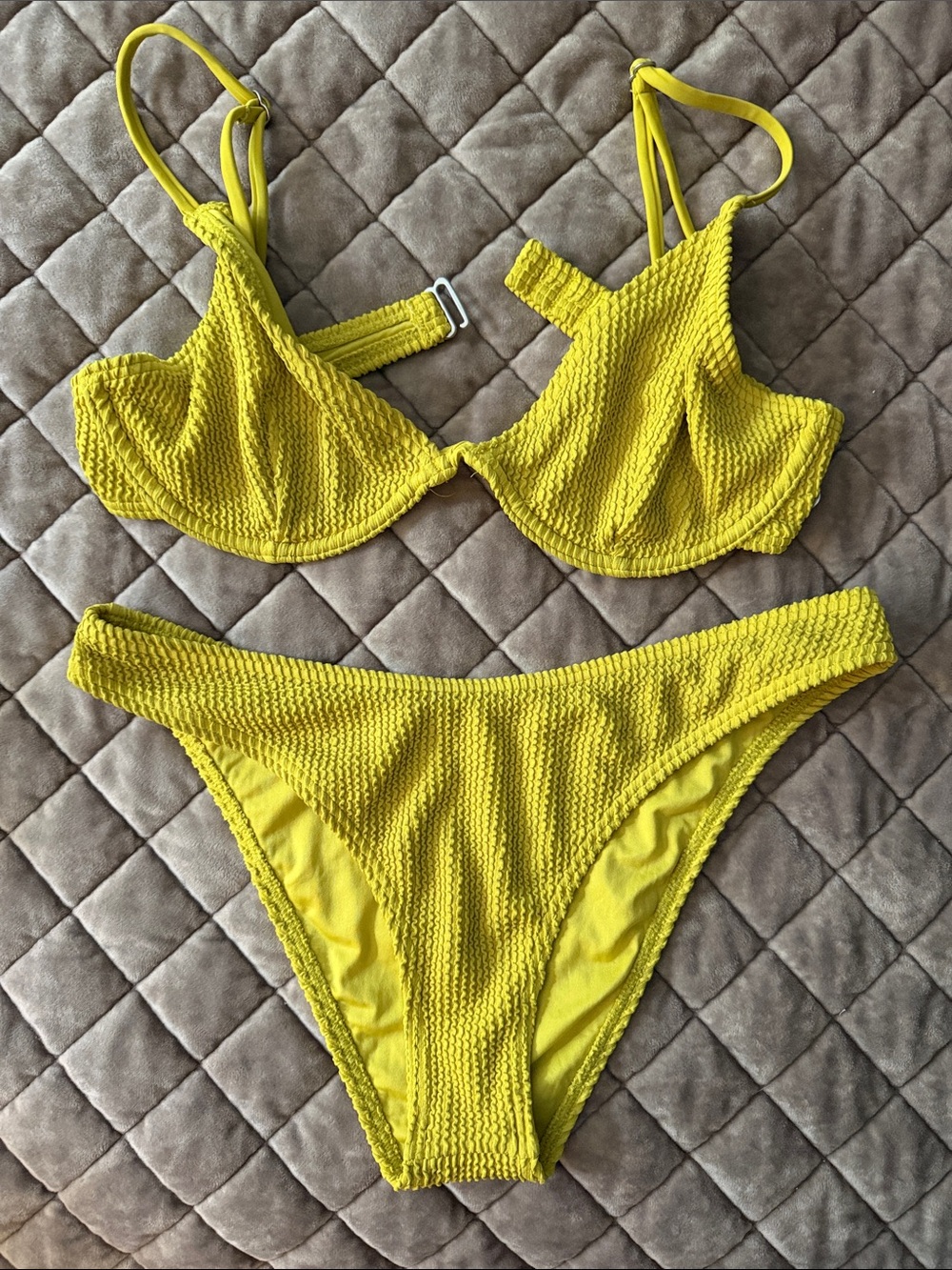 Billabong Bright Yellow Textured Bikini Set